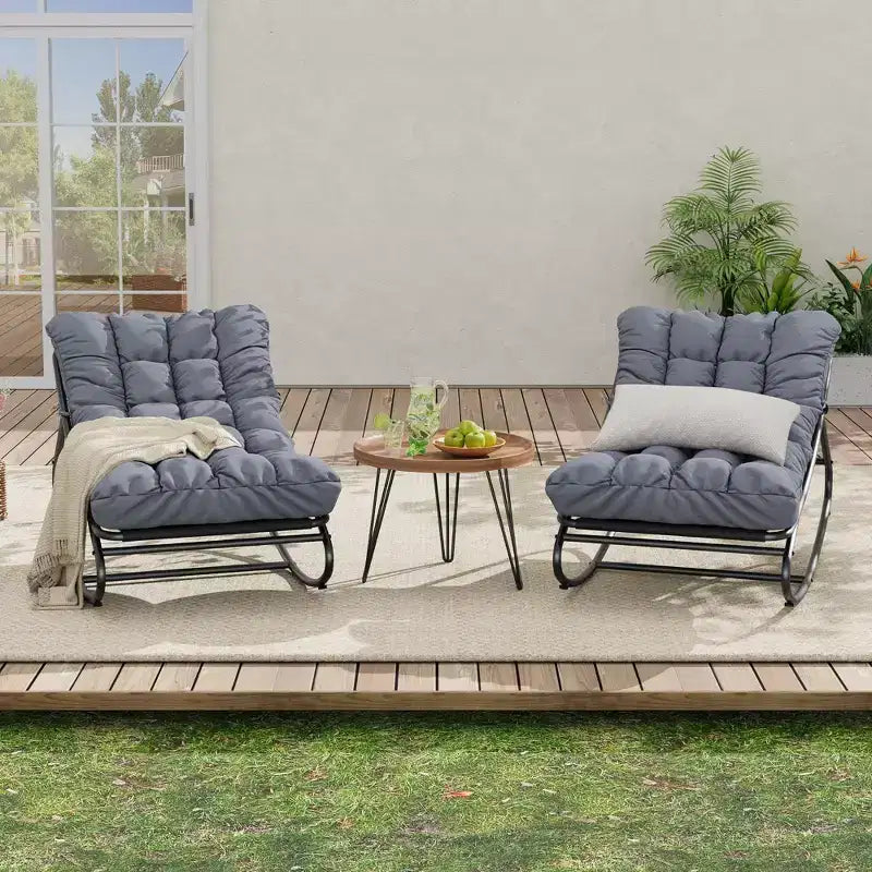 Fauteuil à bascule d'extérieur Papasan avec coussin pour terrasse, véranda ou balcon, fauteuil de salon rond et confortable