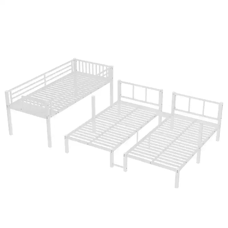 Lits superposés triples en métal pour 3 enfants, lits superposés superposés triples robustes avec bureau intégré, blancs