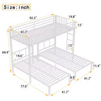 Lits superposés triples en métal pour 3 enfants, lits superposés superposés triples robustes avec bureau intégré, blancs