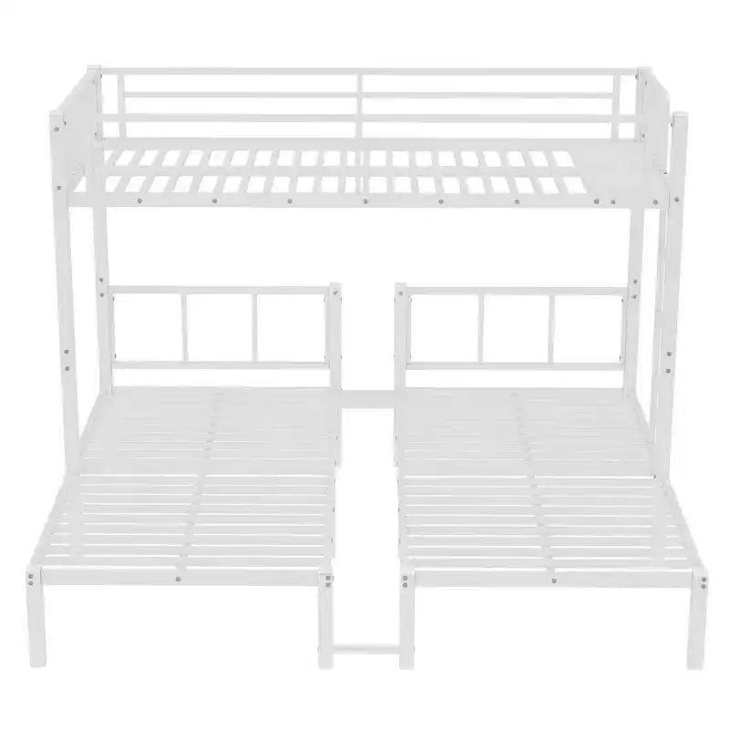 Lits superposés triples en métal pour 3 enfants, lits superposés superposés triples robustes avec bureau intégré, blancs