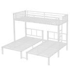 Lits superposés triples en métal pour 3 enfants, lits superposés superposés triples robustes avec bureau intégré, blancs