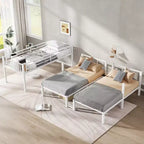 Lits superposés triples en métal pour 3 enfants, lits superposés superposés triples robustes avec bureau intégré, blancs