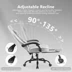 Chaise de jeu d'ordinateur avec support lombaire, hauteur réglable, roues pivotantes à 360°, accoudoirs et appuie-tête inclus