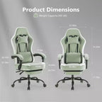 Chaise de jeu d'ordinateur avec support lombaire, hauteur réglable, roues pivotantes à 360°, accoudoirs et appuie-tête inclus