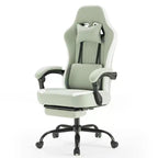 Chaise de jeu d'ordinateur avec support lombaire, hauteur réglable, roues pivotantes à 360°, accoudoirs et appuie-tête inclus