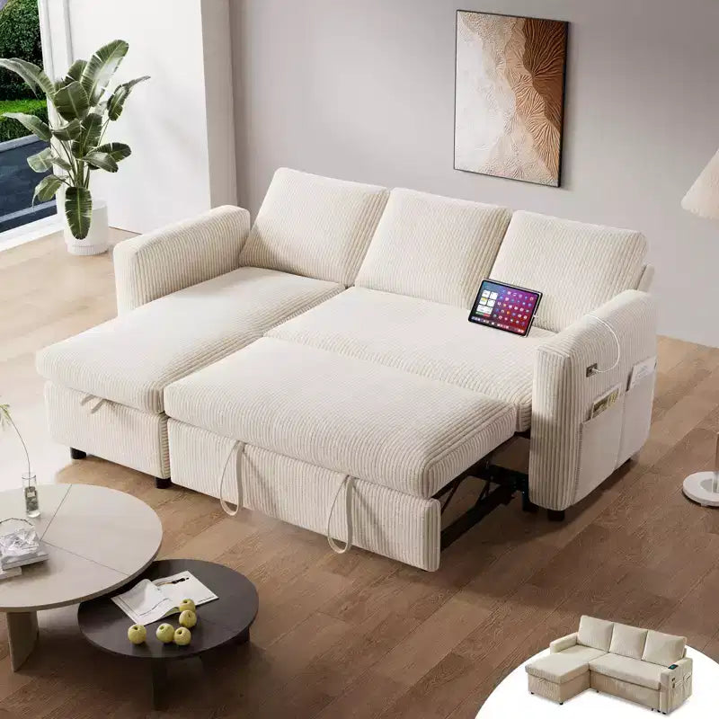 Dyonery 81 Sleeper Sofa Bed with Pull Out Bed L Shaped Couch Sectional Sleeper Sofa