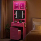 Barbie Pink Particle Board with Textured Melamine Finish, 3-Drawer 2-Door Dressing Table Set