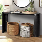 Table d'entrée moderne de 60 pouces avec pieds incurvés, longue console avec plateau épais, table d'appoint pour salon, couloir