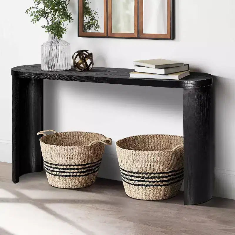 Table d'entrée moderne de 60 pouces avec pieds incurvés, longue console avec plateau épais, table d'appoint pour salon, couloir