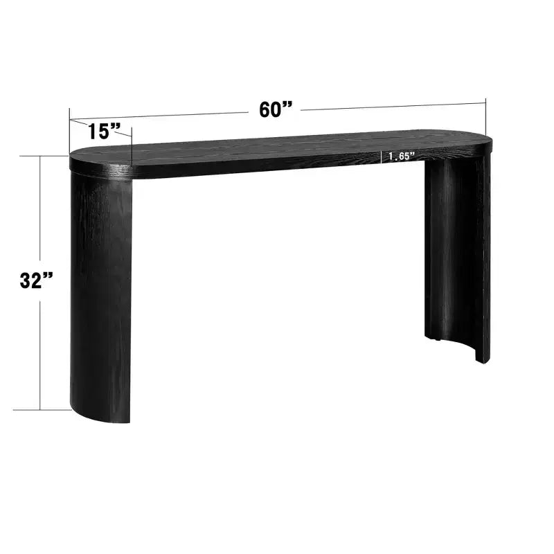 Table d'entrée moderne de 60 pouces avec pieds incurvés, longue console avec plateau épais, table d'appoint pour salon, couloir