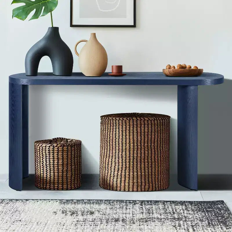 Table d'entrée moderne de 60 pouces avec pieds incurvés, longue console avec plateau épais, table d'appoint pour salon, couloir
