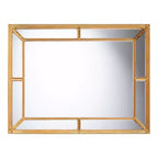 Miroir rectangulaire avec cadre en feuille d'or antique