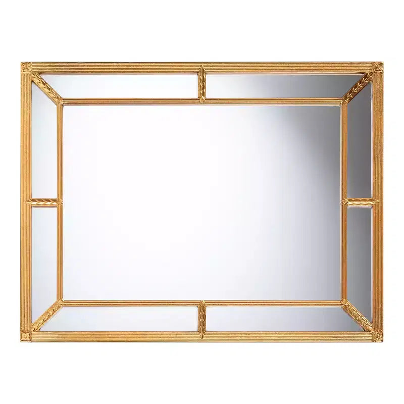 Miroir rectangulaire avec cadre en feuille d'or antique