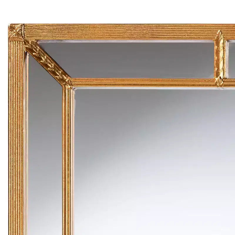 Miroir rectangulaire avec cadre en feuille d'or antique
