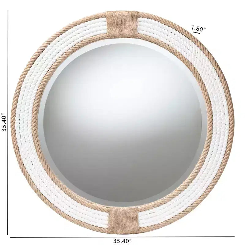 Miroir rond en corde tressée
