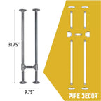 Pieds de console en H pour tuyau de 1,9 cm, 24,76 cm L - lot de 2