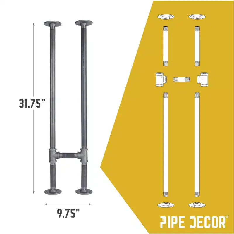 Pieds de console en H pour tuyau de 1,9 cm, 24,76 cm L - lot de 2