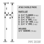 Pieds de console en H pour tuyau de 1,9 cm, 24,76 cm L - lot de 2