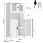 Meuble de rangement haut de salle de bain de 127 cm, Armoire de salle de bain autoportante avec 4 portes et étagères réglables pour salon salle à manger