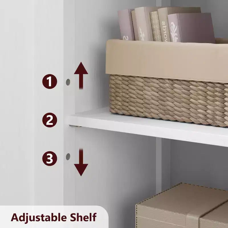 Meuble de rangement haut de salle de bain de 127 cm, Armoire de salle de bain autoportante avec 4 portes et étagères réglables pour salon salle à manger
