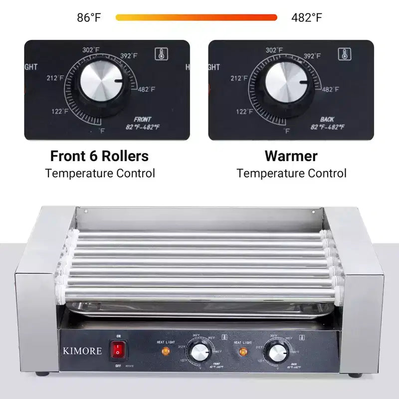 Machine à hot-dogs professionnelle avec grill à rouleaux et double contrôle de la température