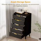 Commode cannelée à 5 tiroirs, armoire de rangement moderne en bois, organisateur de commode de chambre à coucher 2 pièces