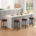 Chaise de bar sans dossier, ronde, hauteur comptoir 62 cm, avec coussin en cuir PU rembourré pour cuisine et bar à domicile