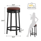 Chaise de bar sans dossier, ronde, hauteur comptoir 62 cm, avec coussin en cuir PU rembourré pour cuisine et bar à domicile