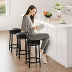 Chaise de bar sans dossier, ronde, hauteur comptoir 62 cm, avec coussin en cuir PU rembourré pour cuisine et bar à domicile