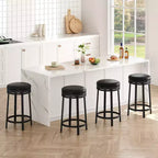 Chaise de bar sans dossier, ronde, hauteur comptoir 62 cm, avec coussin en cuir PU rembourré pour cuisine et bar à domicile