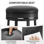 Chaise de bar sans dossier, ronde, hauteur comptoir 62 cm, avec coussin en cuir PU rembourré pour cuisine et bar à domicile