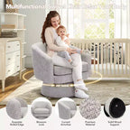 Fauteuil pivotant 360° moderne en chenille, avec un design ergonomique et un revêtement en velours moelleux pour votre salon, chambre ou bureau.