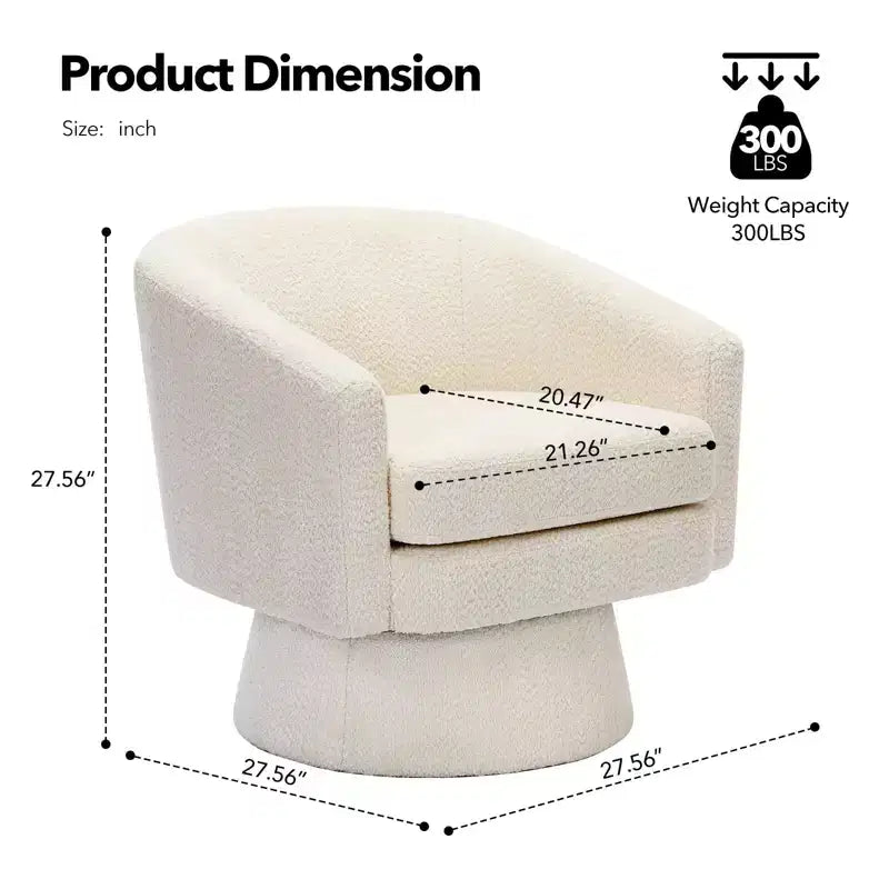 Fauteuil pivotant 360° moderne en chenille, avec un design ergonomique et un revêtement en velours moelleux pour votre salon, chambre ou bureau.