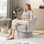 Fauteuil pivotant 360° moderne en chenille, avec un design ergonomique et un revêtement en velours moelleux pour votre salon, chambre ou bureau.