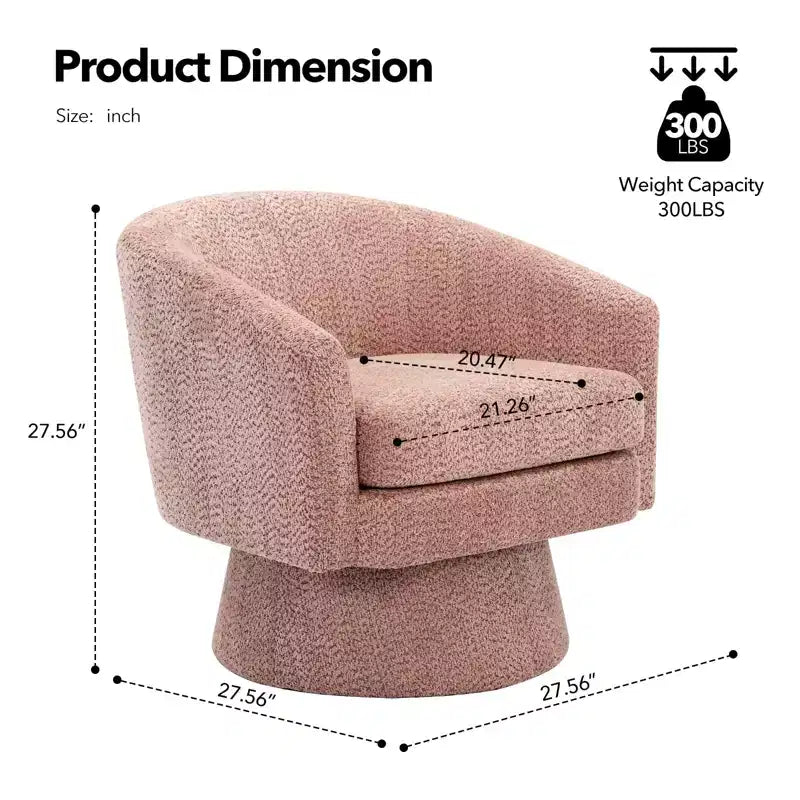 Fauteuil pivotant 360° moderne en chenille, avec un design ergonomique et un revêtement en velours moelleux pour votre salon, chambre ou bureau.