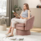 Fauteuil pivotant 360° moderne en chenille, avec un design ergonomique et un revêtement en velours moelleux pour votre salon, chambre ou bureau.