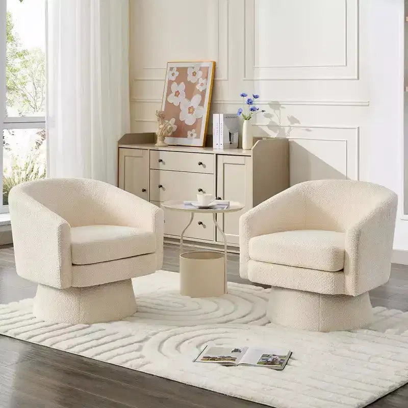 Fauteuil pivotant 360° moderne en chenille, avec un design ergonomique et un revêtement en velours moelleux pour votre salon, chambre ou bureau.