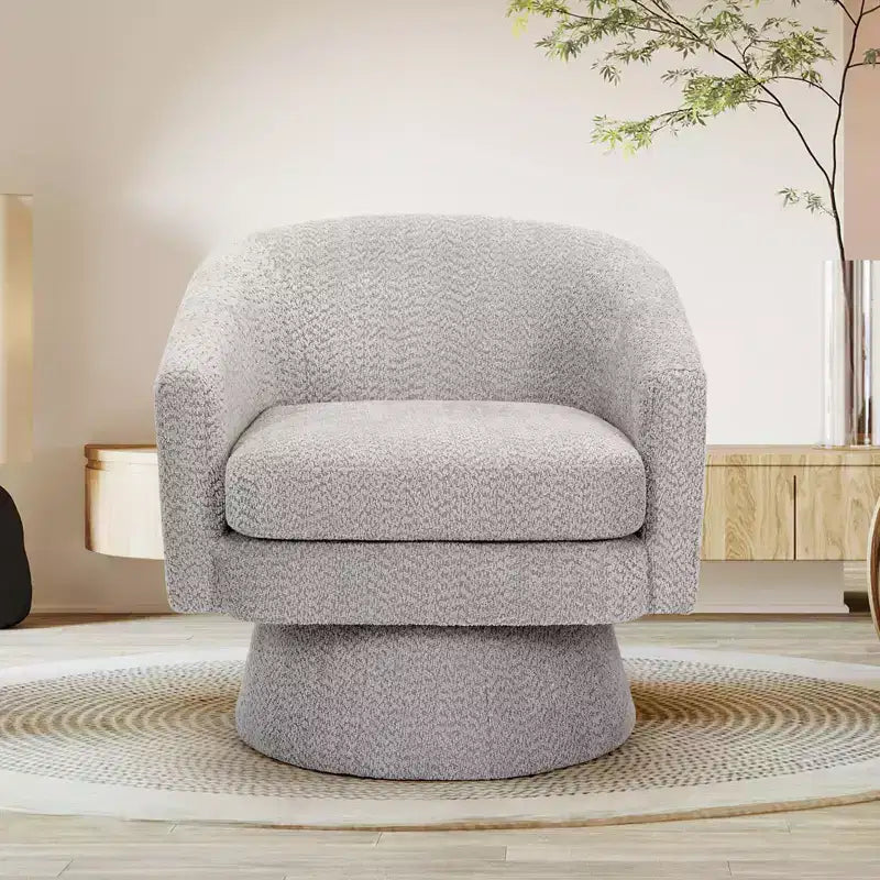Fauteuil pivotant 360° moderne en chenille, avec un design ergonomique et un revêtement en velours moelleux pour votre salon, chambre ou bureau.