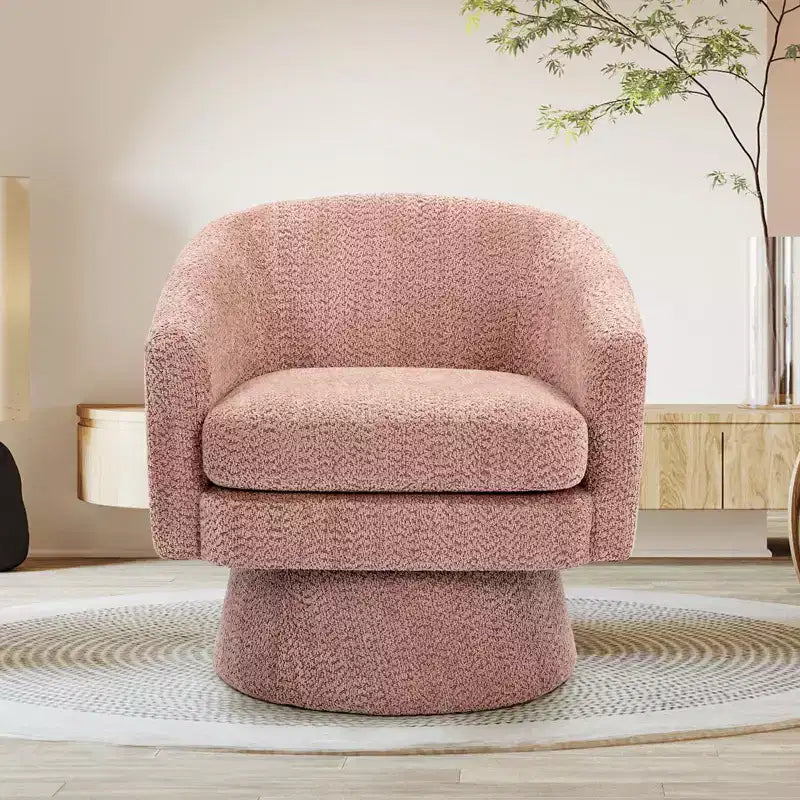 Fauteuil pivotant 360° moderne en chenille, avec un design ergonomique et un revêtement en velours moelleux pour votre salon, chambre ou bureau.