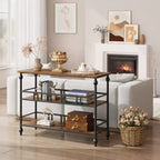 Console classique de 43 po avec 3 étagères, table de canapé avec design de support architectural pour entrée, salon, couloir, couleur gris/rétro
