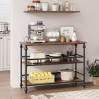 Console classique de 43 po avec 3 étagères, table de canapé avec design de support architectural pour entrée, salon, couloir, couleur gris/rétro