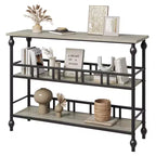 Console classique de 43 po avec 3 étagères, table de canapé avec design de support architectural pour entrée, salon, couloir, couleur gris/rétro