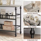 Console classique de 43 po avec 3 étagères, table de canapé avec design de support architectural pour entrée, salon, couloir, couleur gris/rétro
