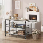 Console classique de 43 po avec 3 étagères, table de canapé avec design de support architectural pour entrée, salon, couloir, couleur gris/rétro