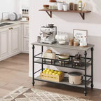 Console classique de 43 po avec 3 étagères, table de canapé avec design de support architectural pour entrée, salon, couloir, couleur gris/rétro