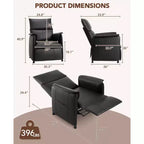 Fauteuil inclinable, canapé inclinable électrique réglable en cuir PU pour adultes avec télécommande