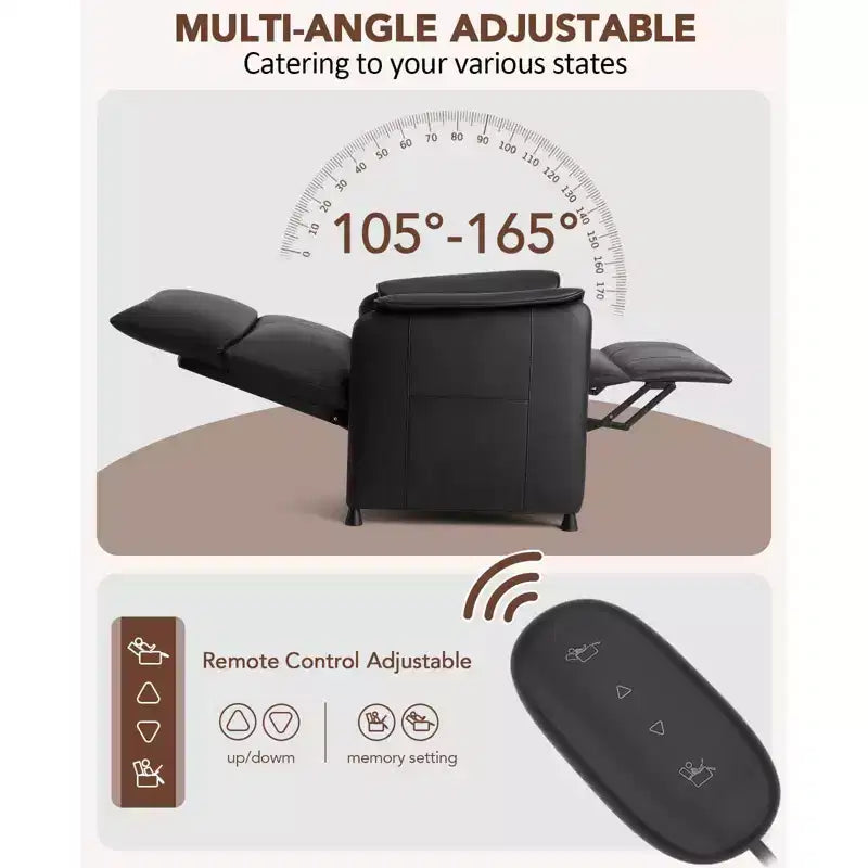 Fauteuil inclinable, canapé inclinable électrique réglable en cuir PU pour adultes avec télécommande