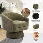 27,56 Fauteuil d'appoint pivotant moderne avec accoudoirs, fauteuil club 360 en chenille avec coussin moelleux, canapé simple rond pour salon, chambre, bureau