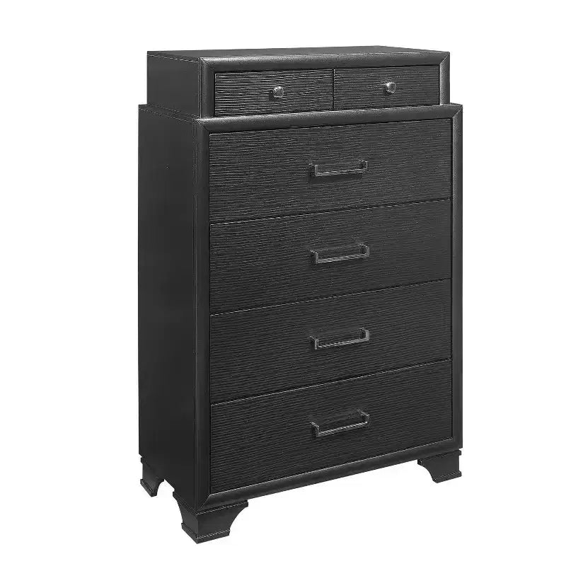 Commode verticale en bois de 43 cm de hauteur avec 6 tiroirs, finition grise