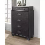 Commode verticale en bois de 43 cm de hauteur avec 6 tiroirs, finition grise